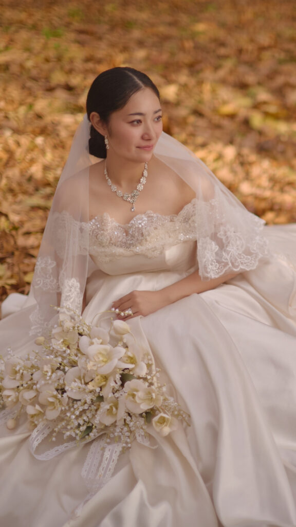 ウェディングドレスの花嫁のフォトウェディング